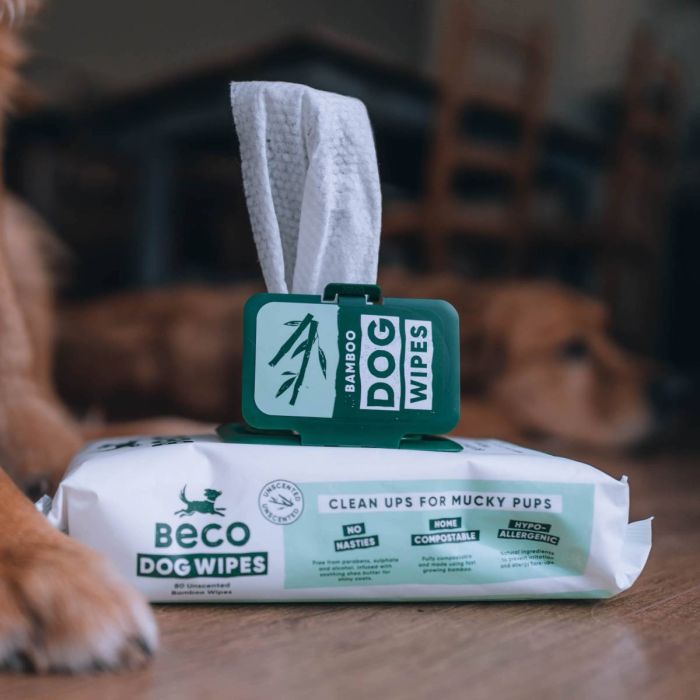 Вологі серветки біорозкладні бамбукові Beco Pets без запаху 80 шт.