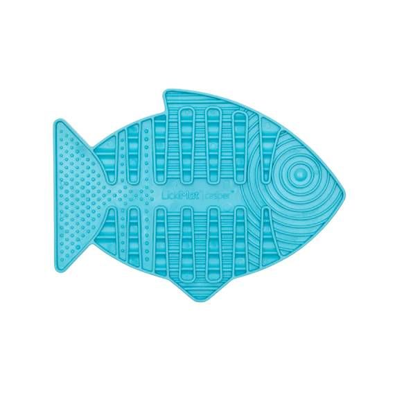 Лизальний килимок антистрес для котів LickiMat Casper Turquoise у формі рибки