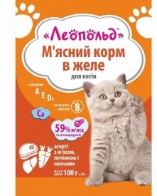 Леопольд асорті Желе мясо печінка овочі консерви для котів 100 г Консерви для котів 100гр Леопольд асорті Желе мясо печінка овочі 491679