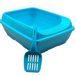 Туалет для кішок високий борт з лопаткою Блакитний 37х47х18 см Senyayla Туреччина 