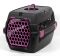 Переноска для тварин чорна пластик фіолетові двері 55х39х36 см до 8 кг