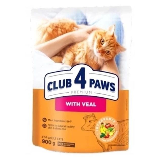 Корм Club 4 Paws Adult Cats With Veal Сухий для дорослих кішок з телятиною. 900 гр.