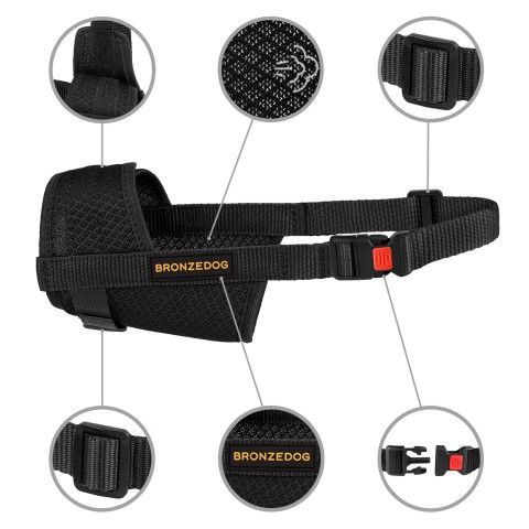 Намордник з регулюванням  7 з 3D сітки 28-34см для ротвейлера чорний т 57471 