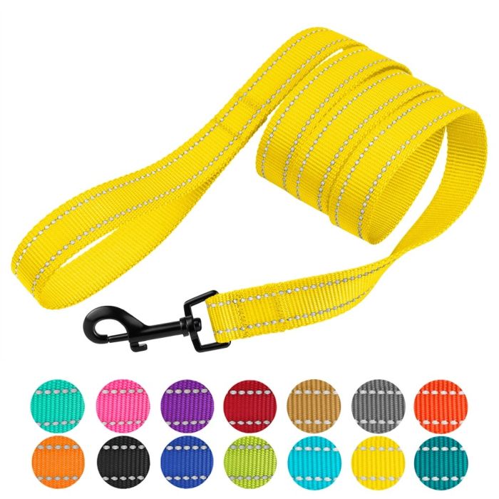 Повідець для собак BronzeDog жовтий 1228 59т 25мм-152см