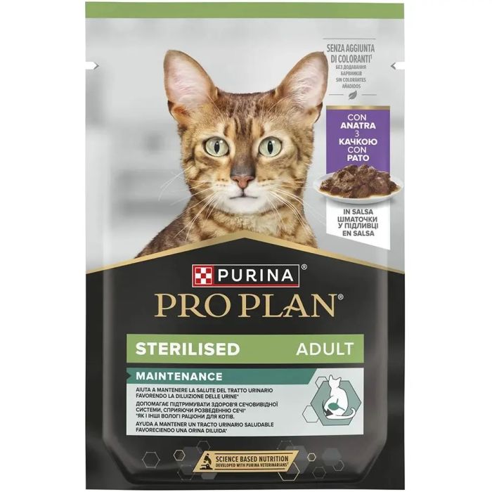 Purina Pro Plan Sterilised вологий корм для кішок після стерилізації, шматочки в соусі з качкою 85 г 