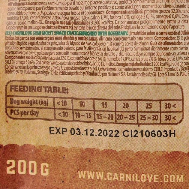 Ласощі Carnilove Semi Moist Duck with Rosemary - беззернові для собак усіх порід з качкою та розмарином для собак 200 г 