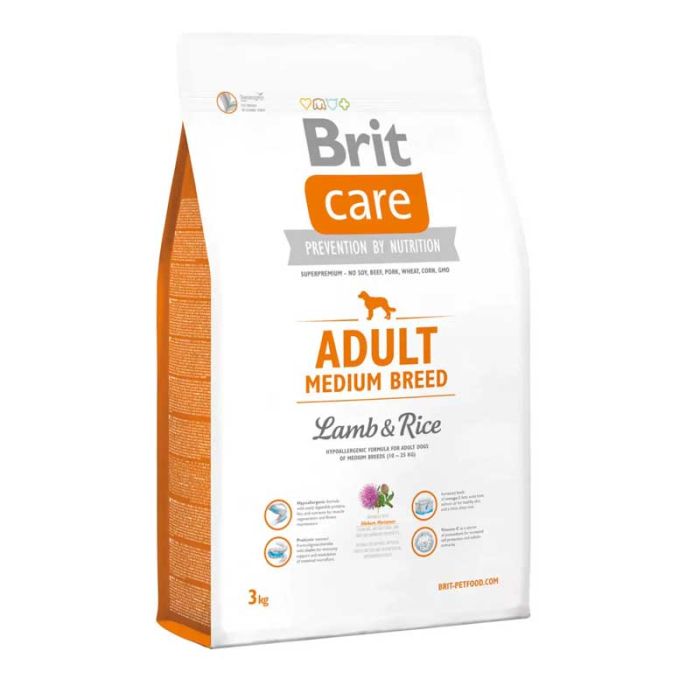 Brit Care m Adult з ягням і рисом (для собак вагою 10-25кг) 3 кг