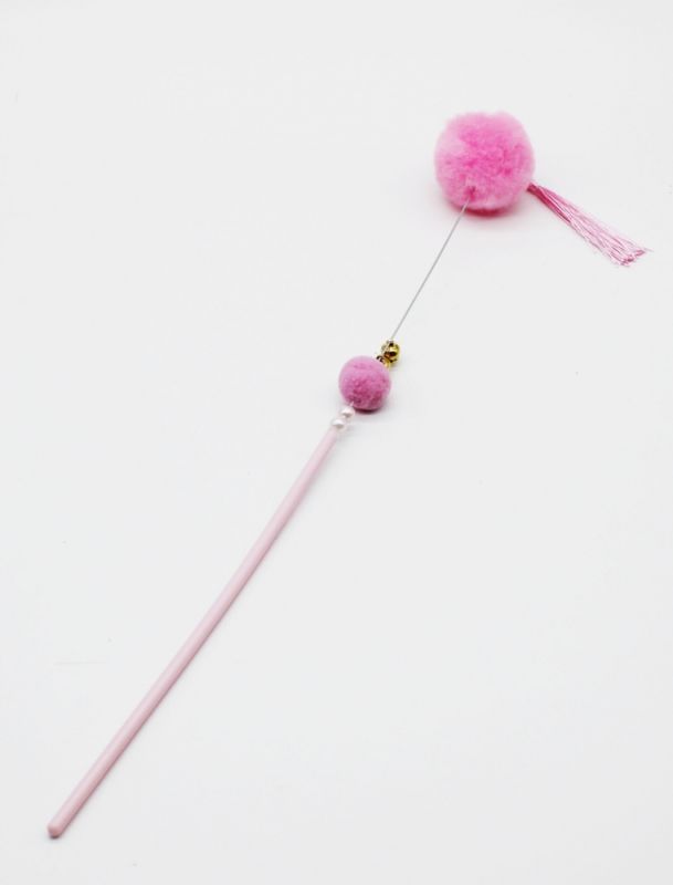 Вудка з пухнастим помпоном рожева 46 см 