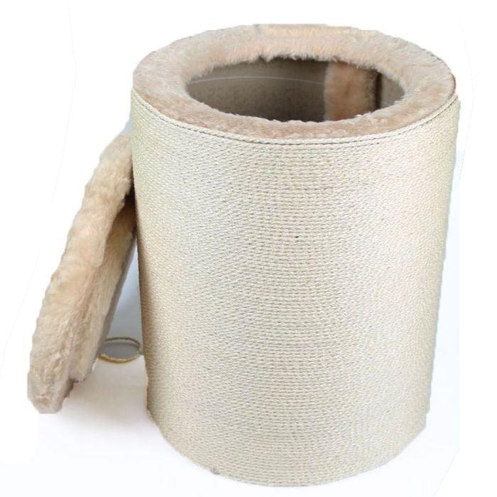 Когтеточка Троя пуфик, джут Хутро