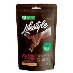 Беззернові ласощі для собак Natures Protection Lifestyle rabbit ears with duck кролячі вуха з качкою, 75 г 