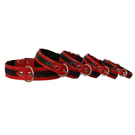 Нашийник з підкладом + заплет червоний 56-67 см
