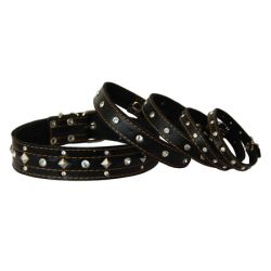 Нашийник для собак Шкіряний з алмазами 20-28 cм