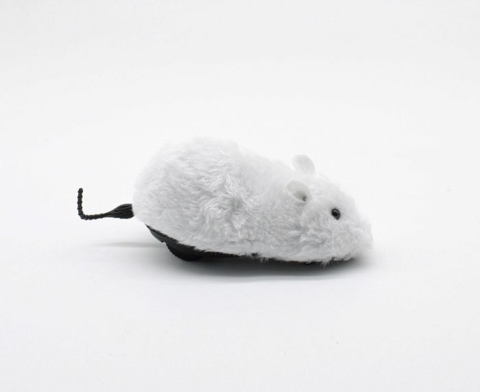 Миша на колесах заводна Біла 1566 см. Коричнева