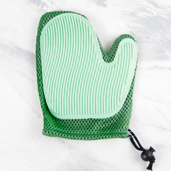 Рукавичка двостороння для вичісування шерсті мятна 