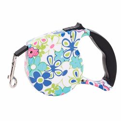 Рулетка для собак 3м12кг малюнок квіти пластикова ручка стрічка кнопка 