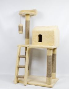 Когтеточка Будиночок+драбина Джут Бежева. 