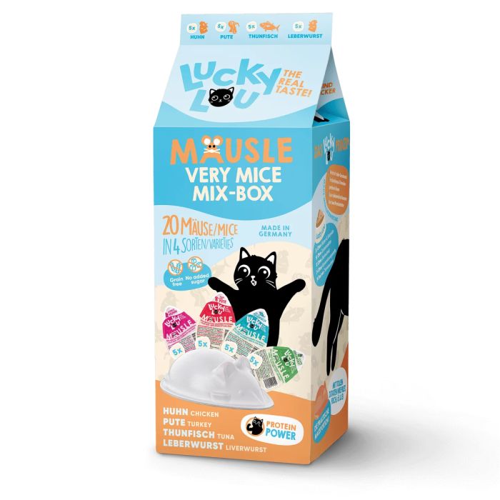 Ласощі для котів Lucky Lou Mäusle у вигляді мишки Асорті (20 шт. по 28 г)