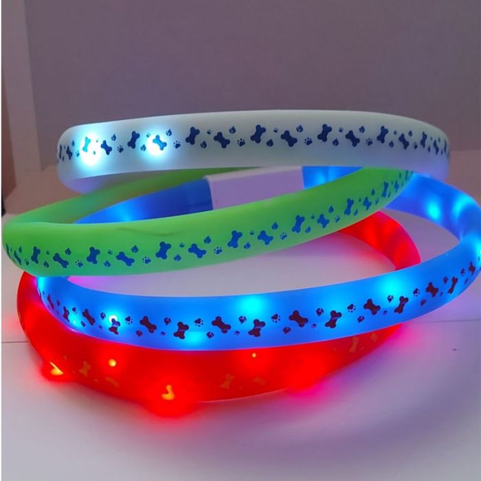 Нашийник кісточка L 70см силіконовий широкий миготливий CTY-A4 Зелений