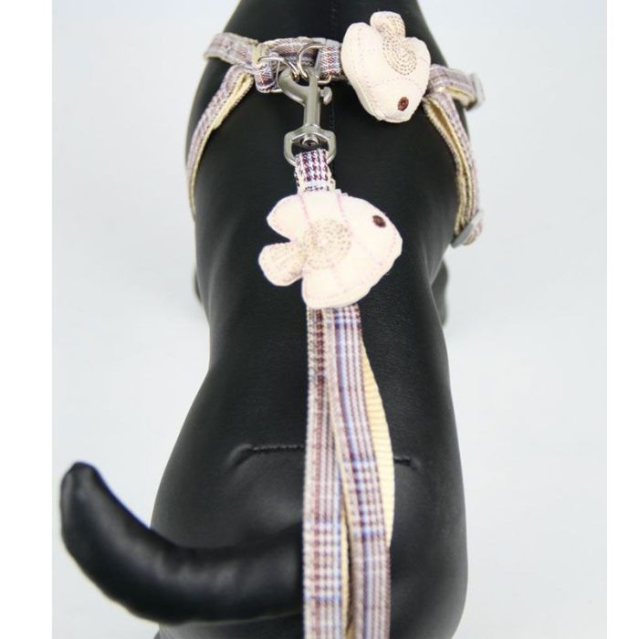 Шлея з повідцем рибка 1,0 х120 см клітинка Меланж