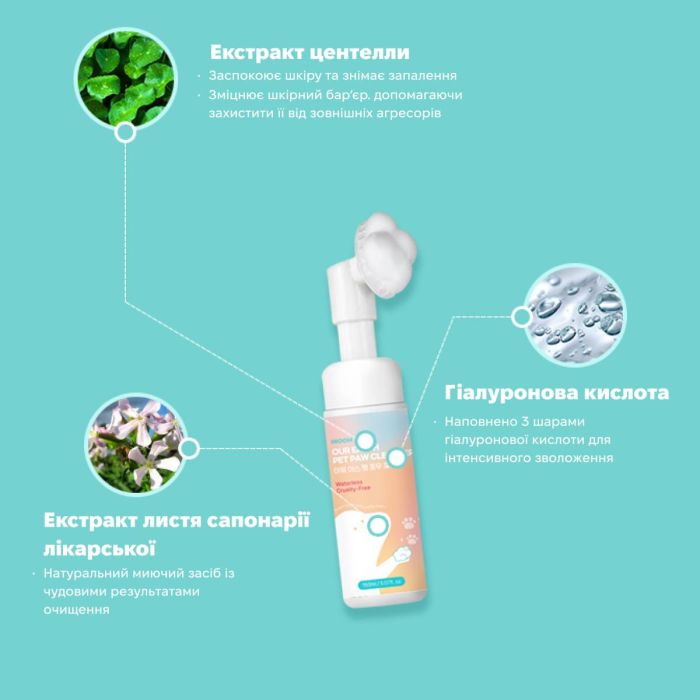 Веганська пінка для очищення лап собак Inoom Our Earth Pet Paw Cleanser 150 мл