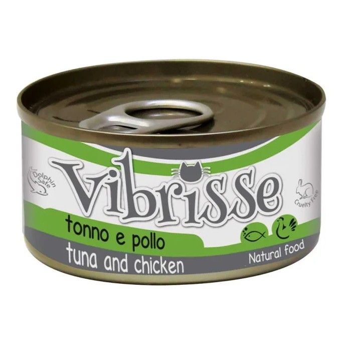 Консерва Vibrisse з тунцем та куркою для кішок, 70 г 
