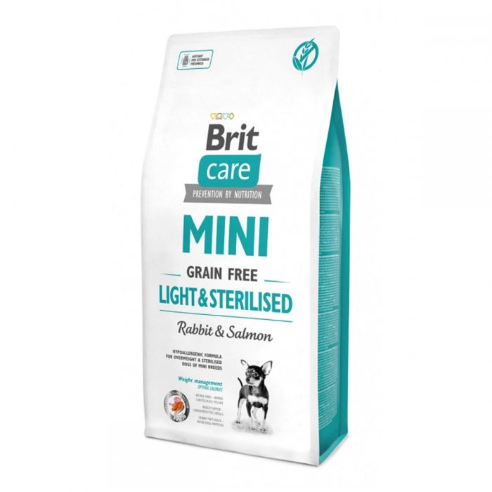 Brit Care Mini Light  Sterilised 2кг + 2 павуча Brit Care Dog Mini Fillet 
