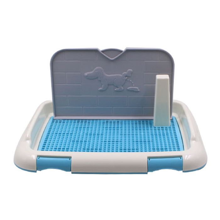Туалет для собак під пелюшку зі стінкою 6646см Біло-Бірюзовий