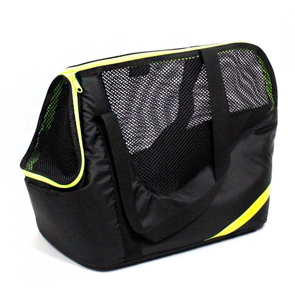 Сумка Крос чорна (салатова смуга) 42х31х22 см