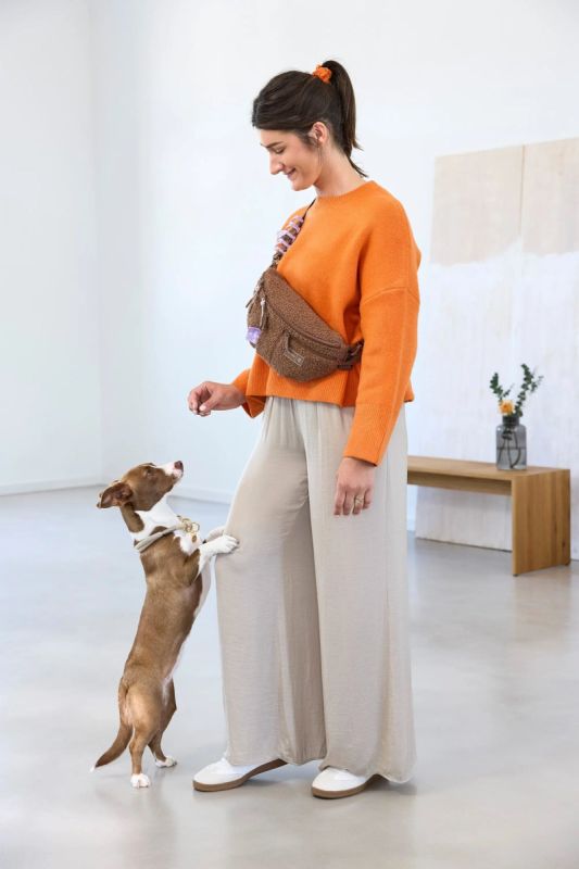 Поясна сумка-бананка для ласощів та аксесуарів собак Palopa Emma Teddy-Fleece Коричневий