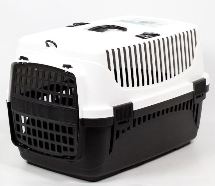 Переноска для тварин 2 Пластикова чорно-біла 56х37х41 см 