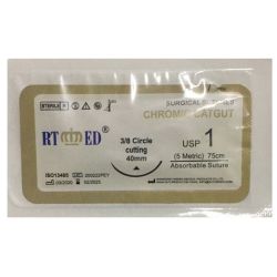 Кетгут хромований USP1 (EP5) з ріжучою голкою 40мм, 38 кола 