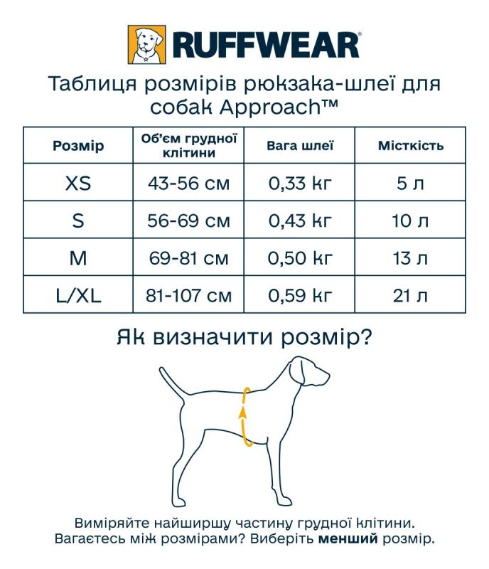 Шлейка-рюкзак для собак Ruffwear Approach™ L/XL Синій