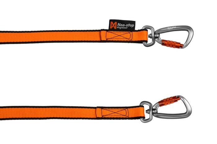 Повідець-спарка для собак Bungee leash double Non-stop dogwear Чорний/Помаранчевий