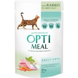 Optimeal Adult Cats з кроликом у морквяному желі вологий корм для дорослих кішок 85 г Акція 12 шт
