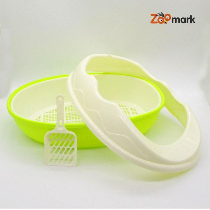 Туалет для кішок з високим бортом з лопаткою і сіткою 523820см Салат