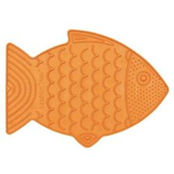 Лизальний килимок антистрес для кішок LickiMat Felix Orange у формі рибки