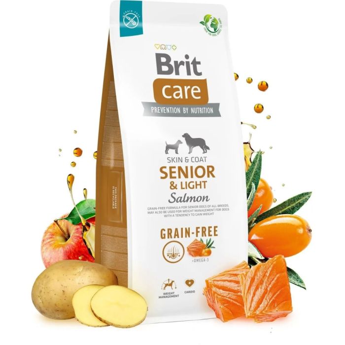 Brit Care Dog Grain-free Senior  Light - Сухий беззерновий корм із лососем для літніх собак усіх порід 12 кг