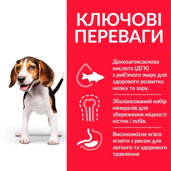 Hills SP Puppy Medium для цуценят середніх порід з ягням і рисом 2,5 кг