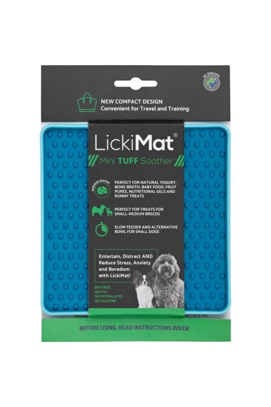 Лизальний килимок антистрес для маленьких собак собак LickiMat Mini Tuff Soother Turquoise, тверда основа