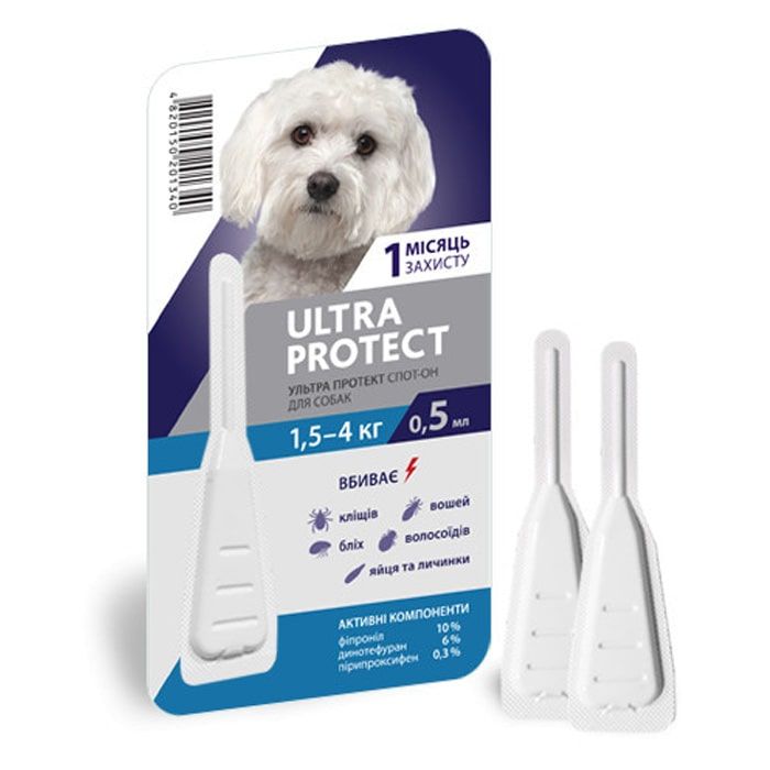 Краплі Ultra Protect-інсектоакарицидний препарат 1,5-4 кг