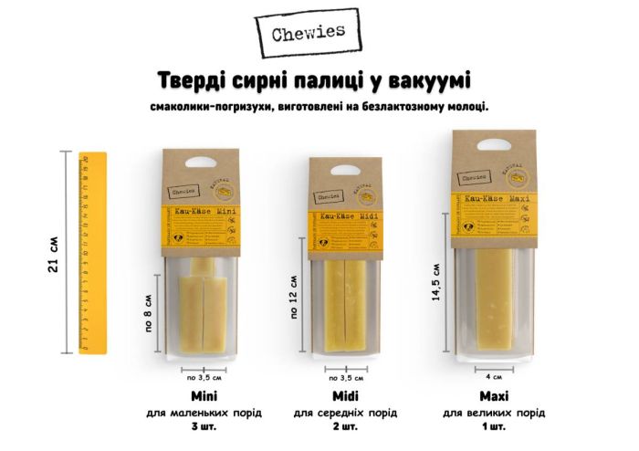 Сирна паличка погризушка для собак Chewies Midi помірне, жорстке гризіння