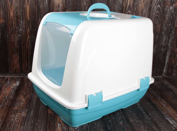 Туалет для котів будка 503740 см Бірюзовий