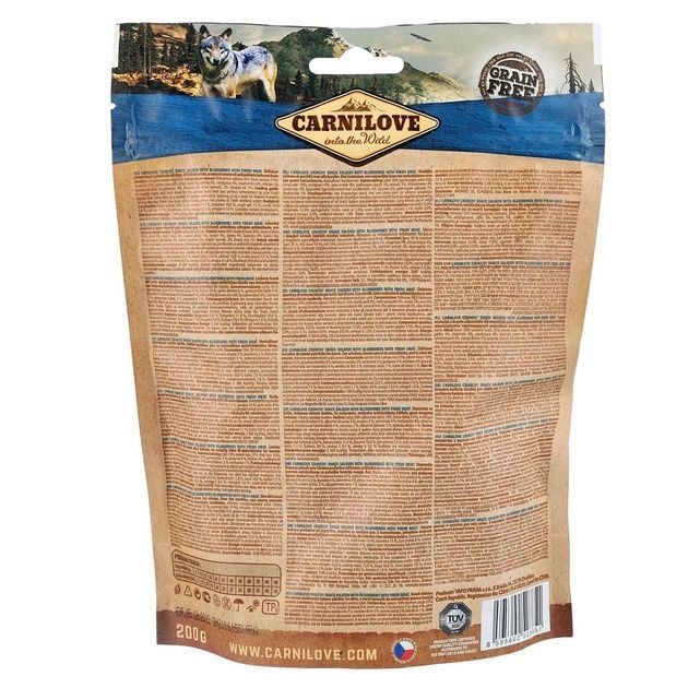 Ласощі Carnilove Crunchy with Salmon Blueberries - беззерновое для собак усіх порід Снек з лососем та чорницею 200 г 