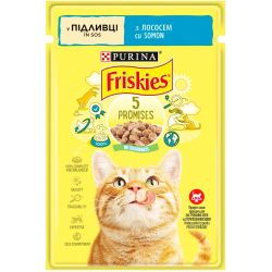 АКЦІЯ Purina Friskies вологий корм для кішок, з лососем у підливці 85 г 