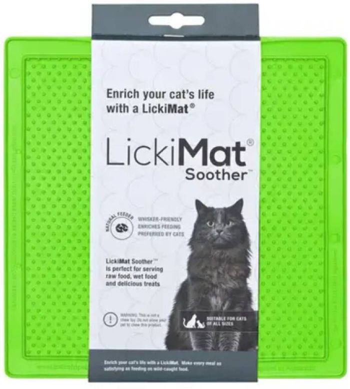 Лизальний килимок антистрес для котів LickiMat Soother Green Cat, м'яка основа