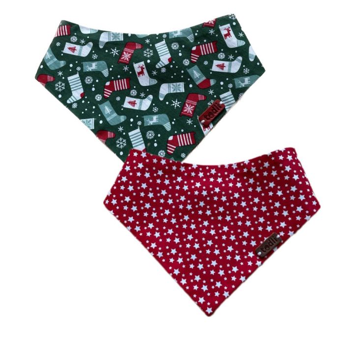 Двостороння бандана для собак Duckly новорічний орнамент S