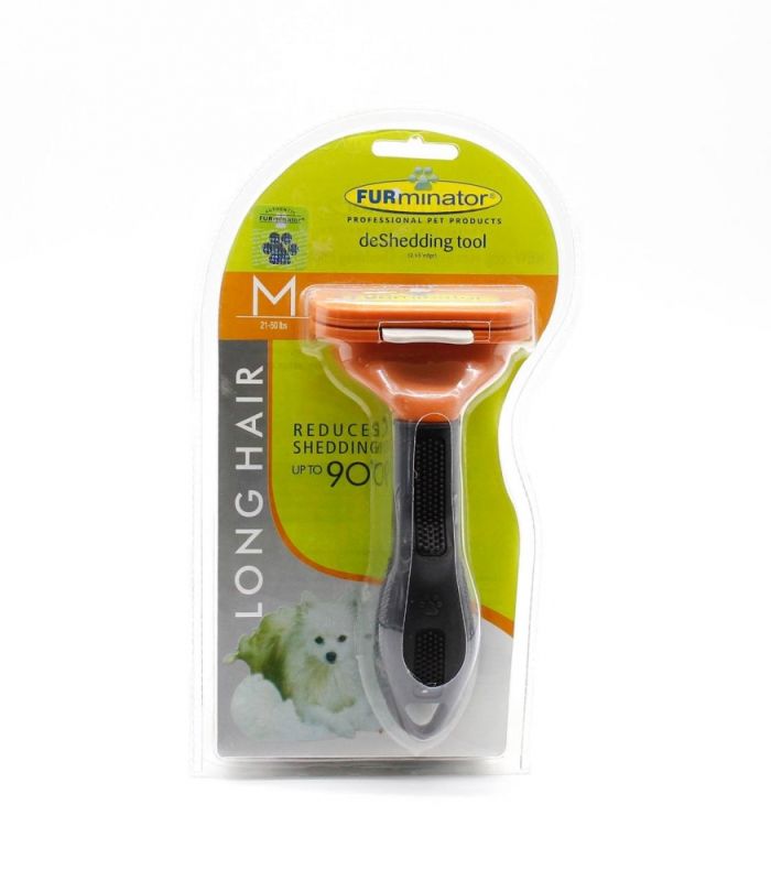 Фурмінатор з кнопкою для собак з довгою шерстю Розмір M (66мм ширина леза)