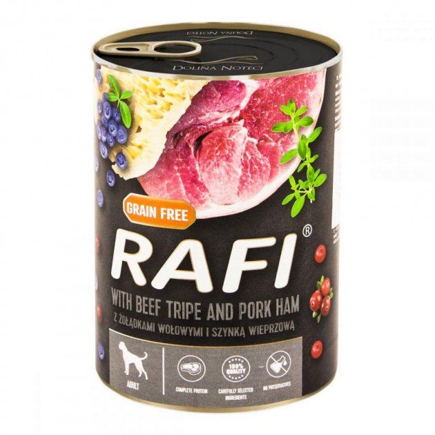Dolina Noteci Rafi консерви для собак (65) паштет яловичина з шинкою, лохина і журавлина 400г