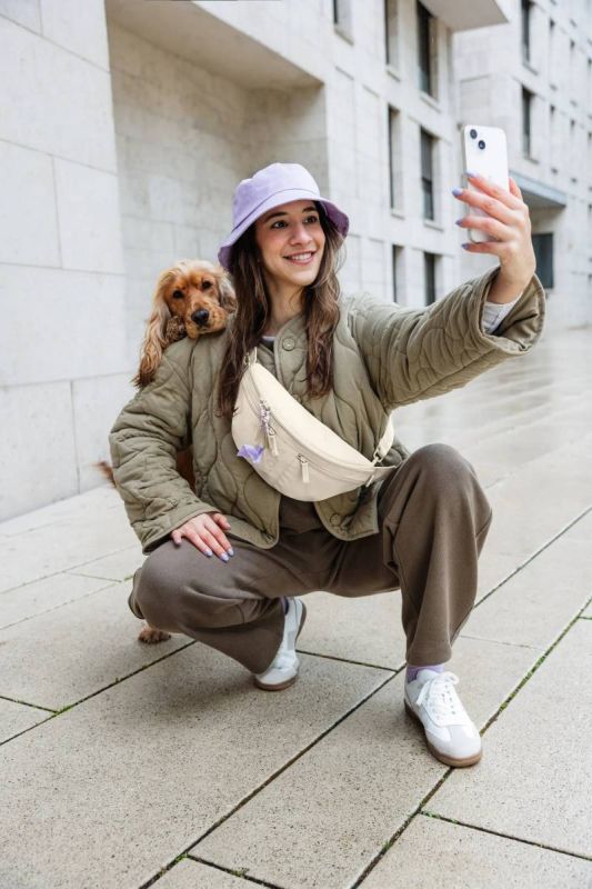 Поясна сумка-бананка для ласощів та аксесуарів собак Palopa Emma Кремовий