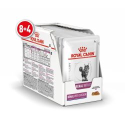 АКЦІЯ Royal Canin Renal Chicken Feline вологий корм для кішок при нирковій недостатності, 8+4 до 85 г 